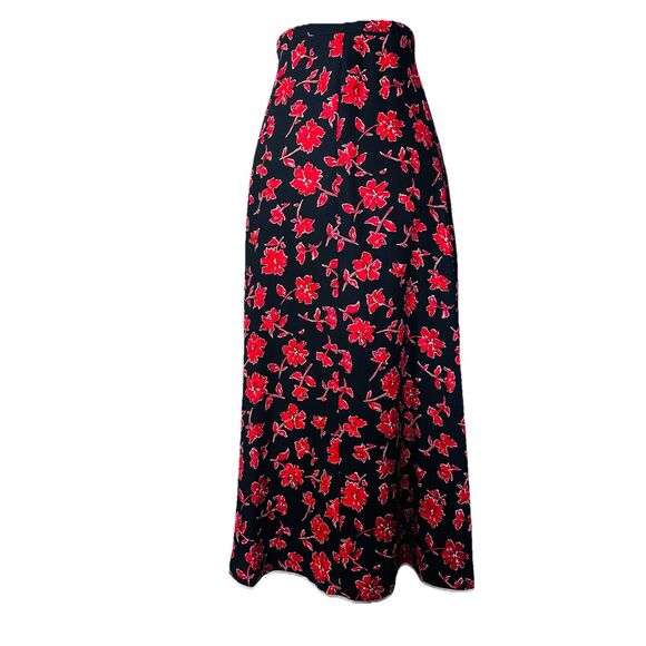 Vintage Rena Rowan Skirt SZ 8 Red Floral Maxi Fall Cottage Peasant Boho 90s Y2k - Picture 7 of 10